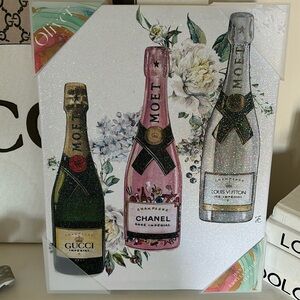 CANVAS PICTURE-GUCCI, CHANEL, LOUIS VUITTON WINE BOTTLES